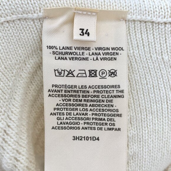 Hermès Cream Virgin Wool Zipper Knit Coat - Diamond Patterned Made In Italy Size - Picture 5 of 8